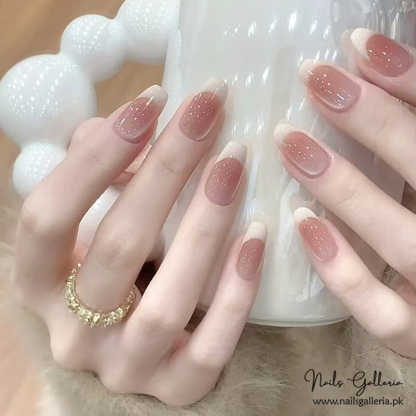 Rosy Glow Tips Press-On Nails (24 Pcs) - Free Nail Kit Included