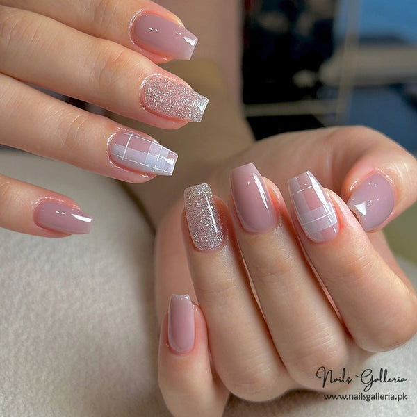 Soft Blush – Elegant Press-On Nails (24 Pcs) - Free Nail Kit Included