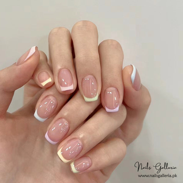 🌷 Soft Pastel Harmony – Press-On Nails (24 Pcs) - Free Nail Kit Included