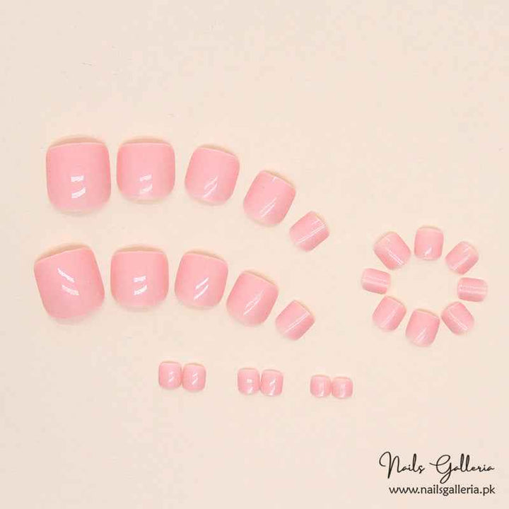 Soft Pink Square Toe Press-On Nails (24 Pcs) - Free Nail Kit Included