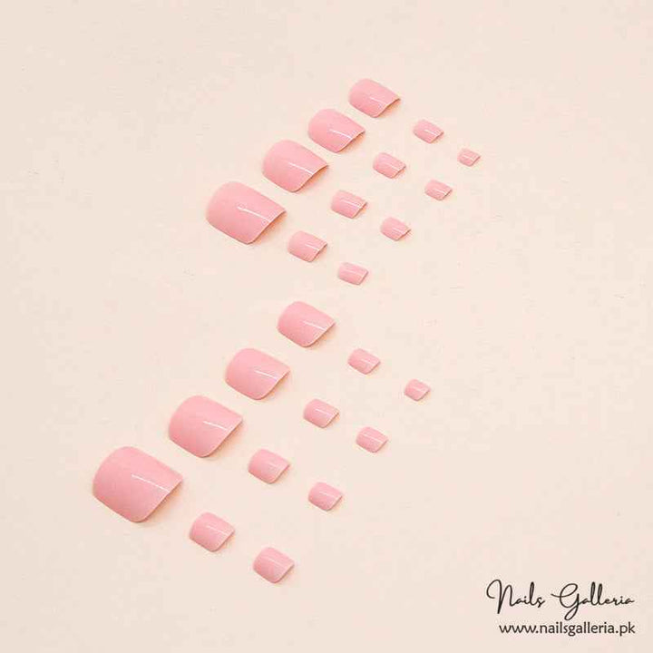 Soft Pink Square Toe Press-On Nails (24 Pcs) - Free Nail Kit Included