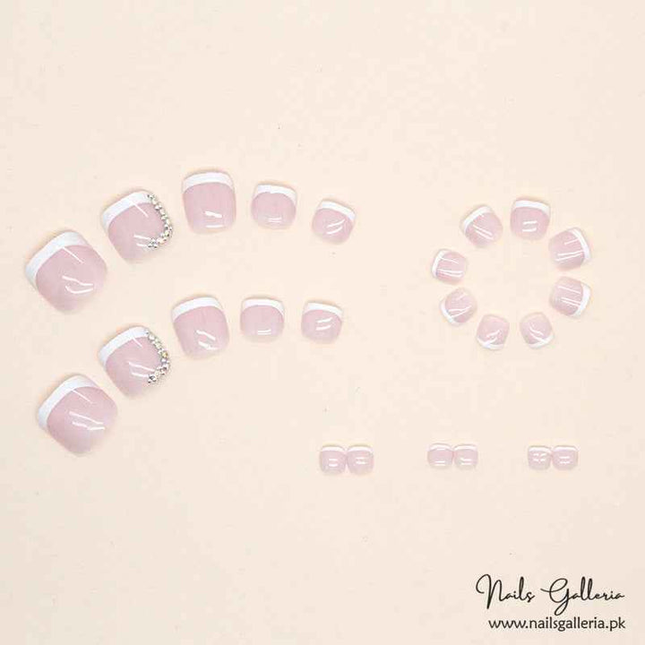 💫 Soft Taupe Gold-Tip Toe Press-On Nails (24 Pcs) - Free Nail Kit Included