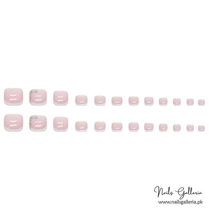 💫 Soft Taupe Gold-Tip Toe Press-On Nails (24 Pcs) - Free Nail Kit Included