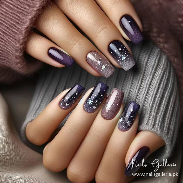 ✨ Starry Night Allure Press-On Nails (24 Pcs) - Free Nail Kit Included