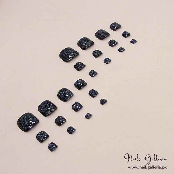 Starry Night Square Toe Press-On Nails (24 Pcs) - Free Nail Kit Included