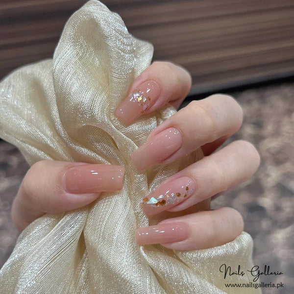🌸 Subtle Sparkle – Press-On Nails (24 Pcs) - Free Nail Kit Included