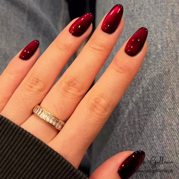 🍷 Velvety Ruby – Press-On Nails (24Pcs) - Free Nail Kit Included