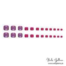 Vibrant Purple & Pink Toe Press-On Nails (24 Pcs) - Free Nail Kit Included