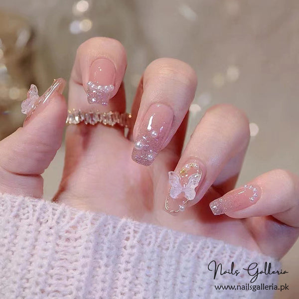 🦋💫 Whimsical Butterfly Press-On Nails (24 Pcs) - Free Nail Kit Included